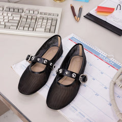 NAVEAH Ballet Flats in Black Mesh