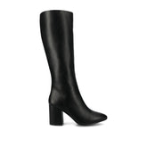 AMEYLIA Knee-High Boots in Extra Wide Calf - Black PU