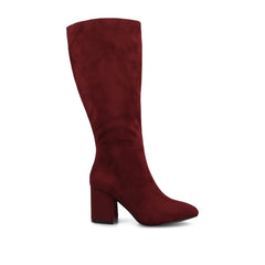 AMEYLIA Wide Calf Knee-High Boots in Oxblood Faux Suede