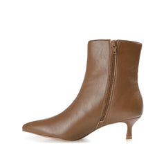 ARELY Pointed Toe Booties in Vegan Leather - Brown
