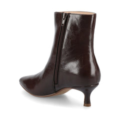 ARELY Wide Calf Pointed Toe Booties in Chocolate