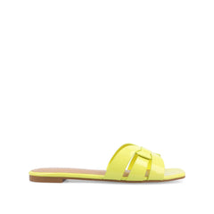 ARRINA Statement Patent Slide Sandals in Wide - Yellow Patent