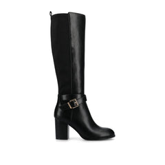 Avalonn Knee-High Wide-Calf Dress Boots in Black