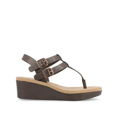 Bianca Wedge Heeled Sandals in Vegan Leather - Brown