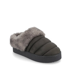 Blair Slippers in Faux Suede - Charcoal