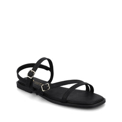 Brianna Ankle Strap Sandals in Black Lizard