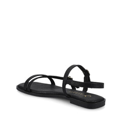Brianna Ankle Strap Sandals in Black Lizard