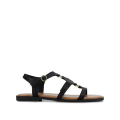 Briley Ankle Strap Sandals in Black Lizard