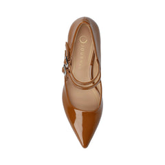 CARNATION MARY JANE PUMPS - Wide Width - Cognac
