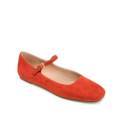 Carrie Wide Fit Ballet Flats in Coral Faux Suede