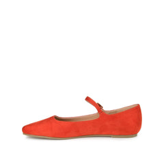 Carrie Wide Fit Ballet Flats in Coral Faux Suede