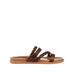Colette Slide Sandals in Vegan Leather - Brown