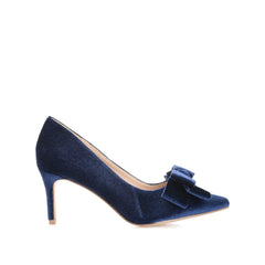 CRYSTOL Stiletto Pump Heels in Velvet - Navy Nubuck