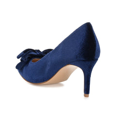 CRYSTOL Stiletto Pump Heels in Velvet - Navy Nubuck
