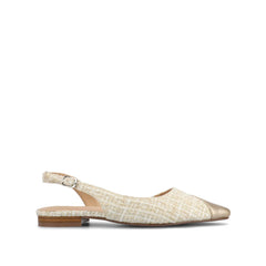 Daphnne Ballet Flats in Tweed Fabric - Wide Width (Champagne)