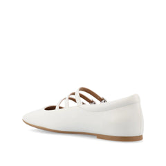 DARLIN WIDE VEGAN LEATHER FLATS - White