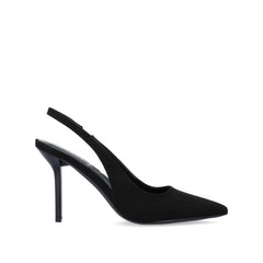 Elenney Slingback Stiletto Heels in Black Faux Suede