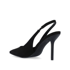 Elenney Slingback Stiletto Heels in Black Faux Suede