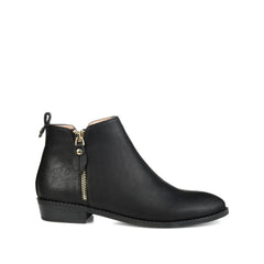 Ellis Zip-Up Wide-Calf Vegan Leather Booties in Black