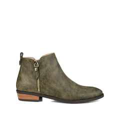 Ellis Zip-Up Bootie in Vegan Leather - Olive