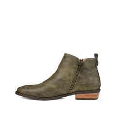 Ellis Zip-Up Bootie in Vegan Leather - Olive