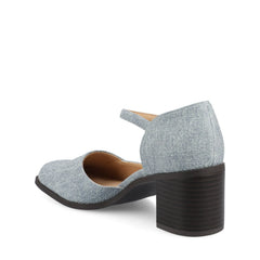 Evangeline D'Orsay Heels in Vegan Leather - Denim