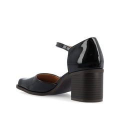 Evangeline Block Heels in Patent Black by D'Orsay