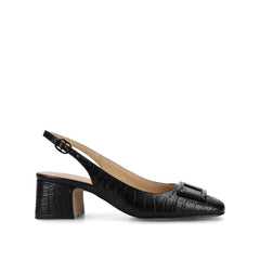 EVERLEE Slingback Pump Heels in Vegan Leather - Black Croco