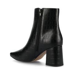 HAYLINN Wide Fit Vegan Leather Booties in Black Croc