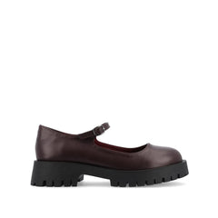 KAMIE Wide Fit Mary Jane Flats in Wine Patent Leather