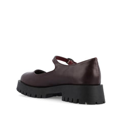 KAMIE Wide Fit Mary Jane Flats in Wine Patent Leather