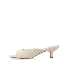 LARNA Faux Suede Peep Toe Kitten Heels in Bone