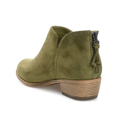 LIVVY ZIP-UP BOOTIES IN FAUX SUEDE - Olive