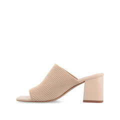 LORENNA Wide Block Heel Mules - Beige
