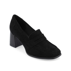 Malleah Wide Block Heel Loafers - Black