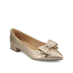 Ophelia Low Block Ballet Flats in Vegan Leather - Champagne