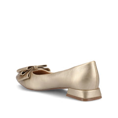 Ophelia Low Block Ballet Flats in Vegan Leather - Champagne