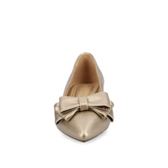 Ophelia Low Block Ballet Flats in Wide Width - Vegan Leather Champagne
