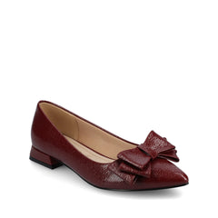 Ophelia Low Block Croco Ballet Flats (Wide Fit) in Oxblood Croco