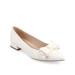 Ophelia Low Block Ballet Flats in Vegan Patent Leather - White