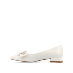 Ophelia Low Block Ballet Flats in Vegan Patent Leather - White