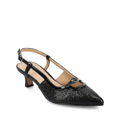 PADMA Kitten Heels in Vegan Leather - Black Lizard