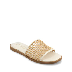 Prisilla Slide Sandals in Statement - Bone Open Raffia