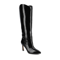 REHELA Knee High Boots in Vegan Leather - Black Patent