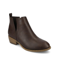 Rimi Block Heeled Booties in Wide Width - Brown PU