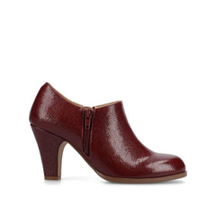 SANZI Zip-Up Booties in Faux Suede - Oxblood Lizard