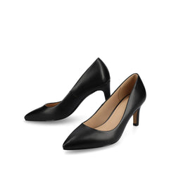 SCYLEE Wide-Fit Leather Stiletto Heels in Black PU
