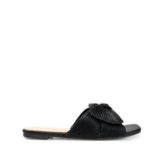 SERLINA Pleated Slide Sandals in Foil - Black