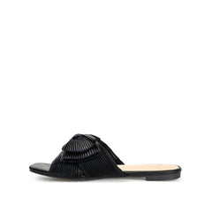 SERLINA Pleated Slide Sandals in Wide - Black