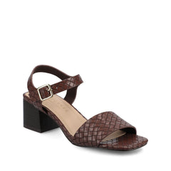 SHAINA OPEN TOE HEELS - Chocolate Woven